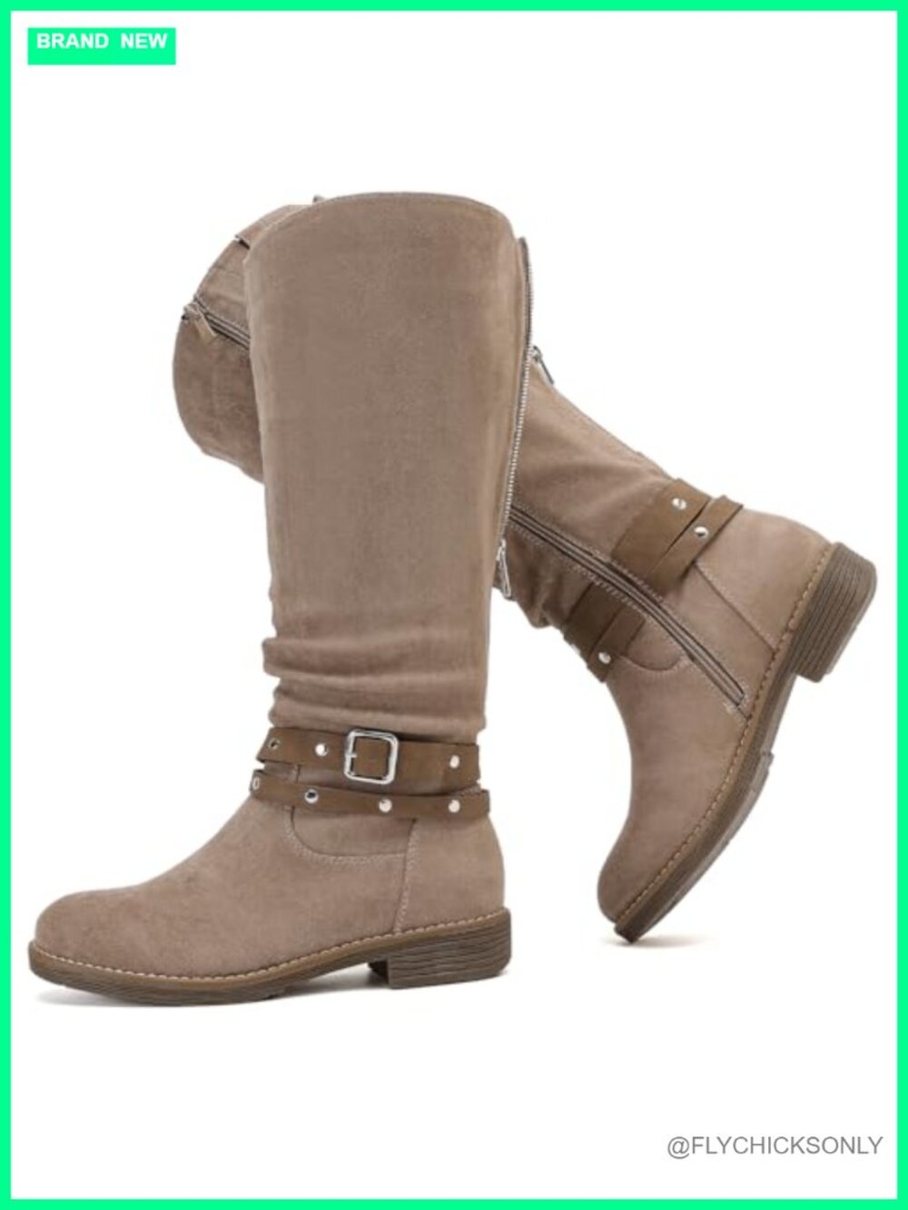 Women's Extra Wide Calf Knee-High Boots Faux Leather Memory Foam Low Heel